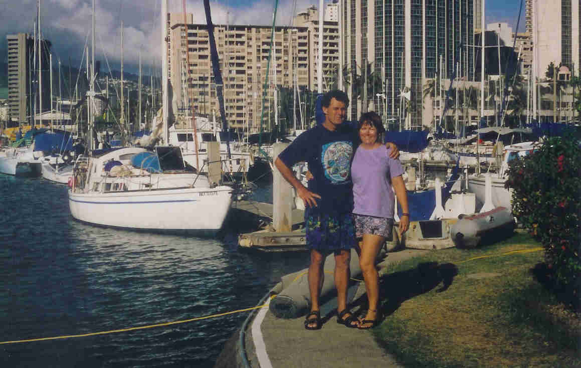 Tibby, Dan with the Kentucky Princess at the Hawaii Yacht Club, Waikiki